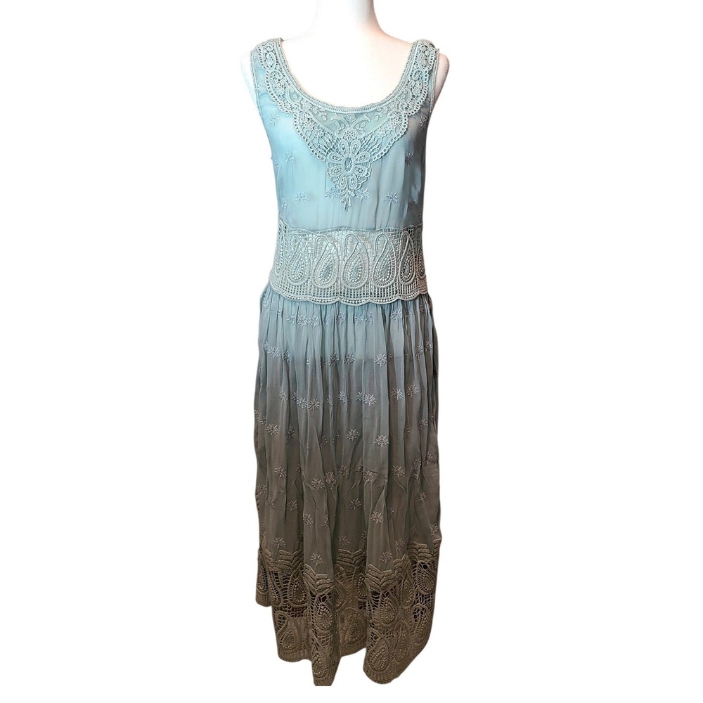 Sundance Vintage Love Midi Embroidered Dress Women's Size 6 Bohemian Coastal